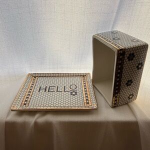 Rare Anthropologie bistro tile butter dish